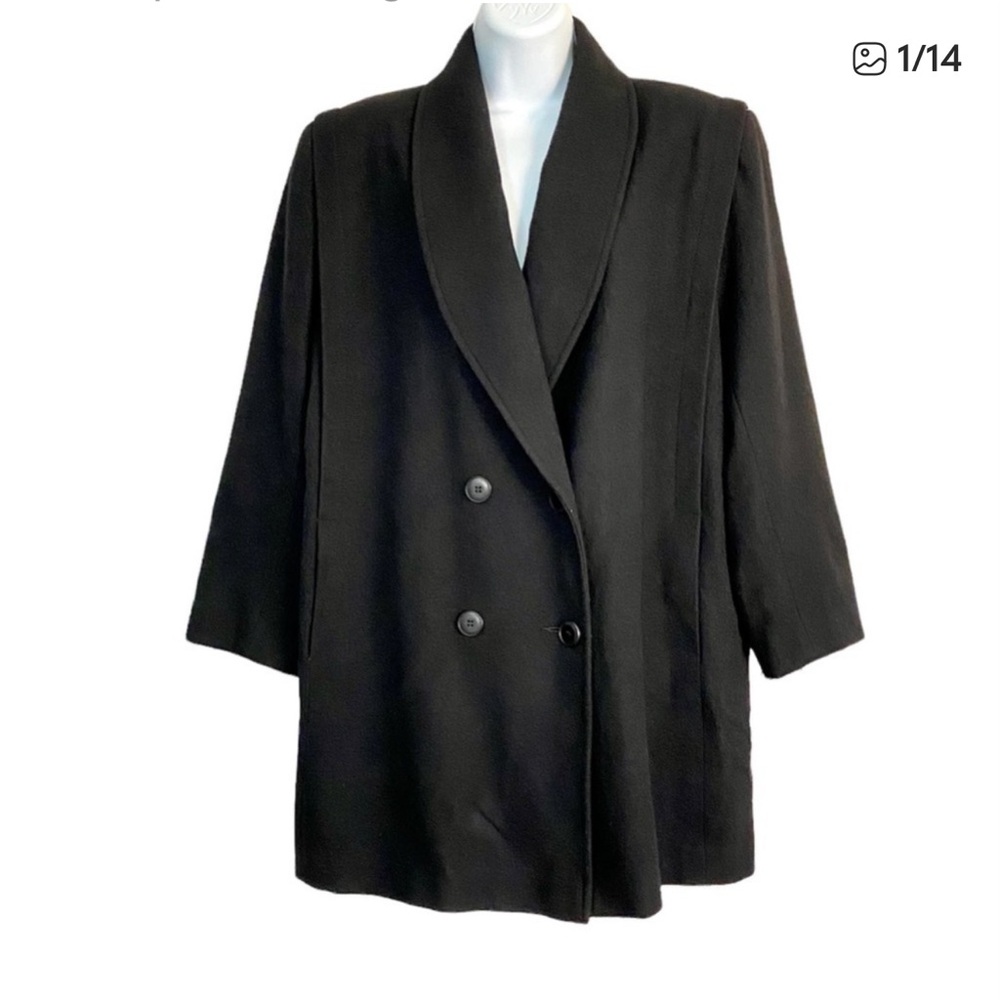 Vintage Forrani Black Wool Peacoat Jacket 14